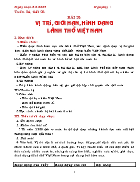 Giáo án Địa lí 8 - Bài 23: Vị trí, giới hạn, hình dạng lãnh thổ Việt Nam