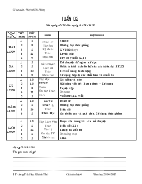 Giáo án Lớp 4 - Huỳnh Thị Hằng - Tuần 5