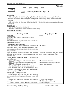 Giáo án Lịch sử và Địa lí 4 - Tống Thị Hồng Nhung