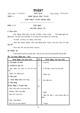 Giáo án Lớp 2 - Tuần 7 - Năm học 2014-2015