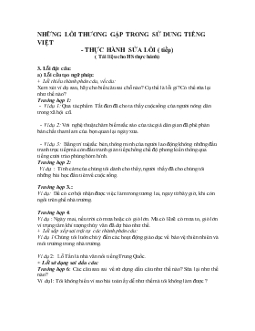 Giáo án Ngữ văn 10 - Những lỗi thường gặp trong sử dụng Tiếng Việt