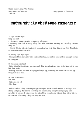 Giáo án Ngữ văn 11 - Lương Văn Phương - Tiết 74: Những yêu cầu về sử dụng Tiếng Việt