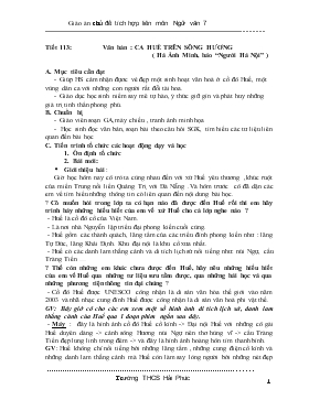 Giáo án Tích hợp liên môn Ngữ văn 7 - Tiết 113: Văn bản Ca Huế trên Sông Hương