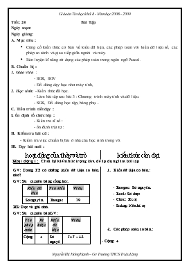 Giáo án Tin học Lớp 8 - Nguyễn Thị Hồng Hạnh - Tiết 24: Bài tập