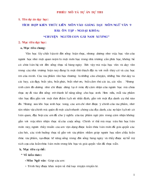 Tích hợp kiến thức liên môn vào giảng dạy môn Ngữ văn 9 - Bài: Chuyện người con gái Nam Xương