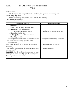 Bài giảng Bài 1: Hòa nhập với môi trường mới tiết 1