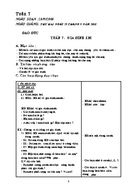 Bài giảng Đạo đức - Tuần 7 : Gia đình em