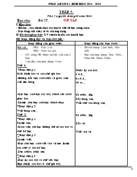 Bài giảng Học vần: Tuần 7 -  Bài 27 - Ôn tập (tiếp)