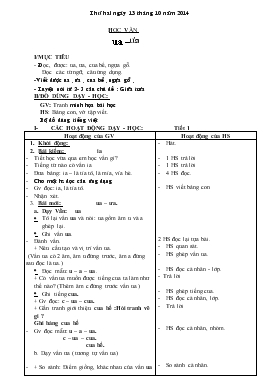 Bài giảng Học vần - Ua –ưa