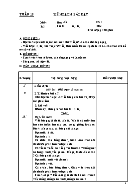 Bài giảng Lớp 1 - Môn Học vần - Tuần 18 - Bài 73 - It, iêt