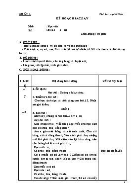 Bài giảng Lớp 1 - Môn Học vần - Tuần 4 - Bài 13 - N - m