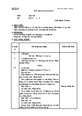 Bài giảng Lớp 1 - Môn Học vần - Tuần 5 - Bài : Bài 17 - U ư