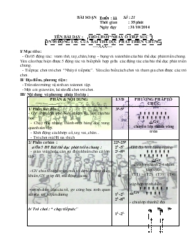 Bài giảng Lớp 1 - Môn Thể dục - Tuần 11 - Trò chơi “nhảy ô tiếp sức ” ôn 05 động tác của bài thể dục phát triển chung