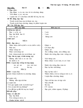 Bài giảng Lớp 1 - Môn Tiếng Việt - Học vần: Bài 13 - N - M