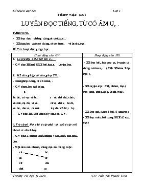 Bài giảng Lớp 1 - Môn tiếng Việt - Luyện đọc tiếng, từ có âm u, ư