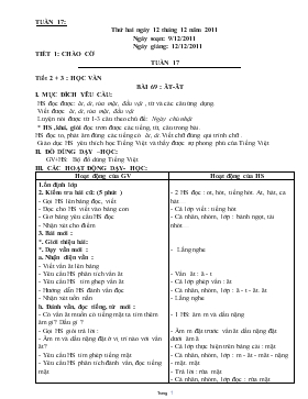 Bài giảng Lớp 1 - Môn Tiếng Việt - Tiết 2, 3 : Học vần bài 69 : Ăt-Ât