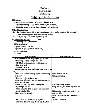 Bài giảng Lớp 1 - Môn Tiếng Việt - Tiết 3-4: Bài 13: N - m