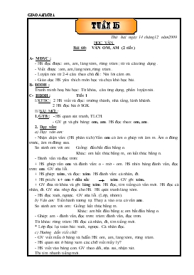 Bài giảng Lớp 1 - Môn tiếng Việt - Tuần 15 - Học vần bài 60: Vần om, am (2 tiết )