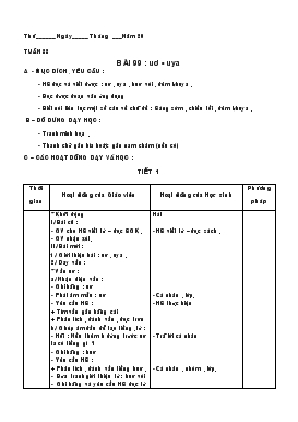 Bài giảng Lớp 1 - Môn tiếng Việt - Tuần 22 bài 99 : Uơ - Uya