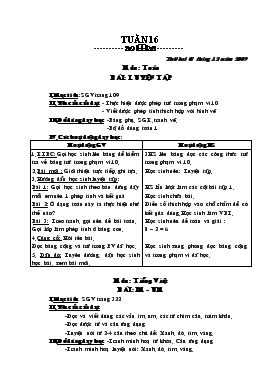Bài giảng Lớp 1 - Môn : Toán - Tuần 16 - Bài : Luyện tập