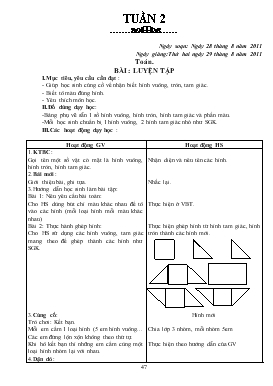 Bài giảng Lớp 1 - Môn Toán - Tuần 2 - Bài : Luyện tập