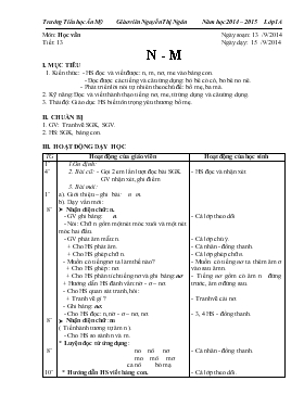 Bài giảng Môn Học vần lớp 1 - Tiết 13 - N - M