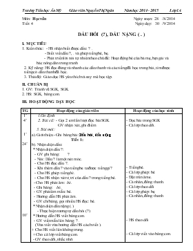 Bài giảng Môn học vần lớp 4 - Dấu hỏi (?), dấu nặng ( . )