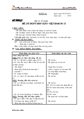 Bài giảng Môn Mỹ thuật - Bài 11: Vẽ tranh ngày nhà giáo Việt Nam 20- 11