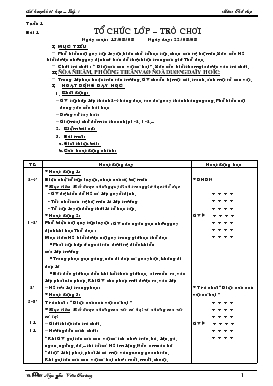 Bài giảng Môn Thể dục - Tuần 1 - Bài 1 - Tổ chức lớp – trò chơi