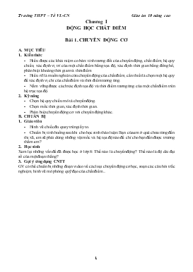 Bài giảng Môn Vật lý lớp 10 - Bài 1 - Chuyển động cơ (tiết 1)