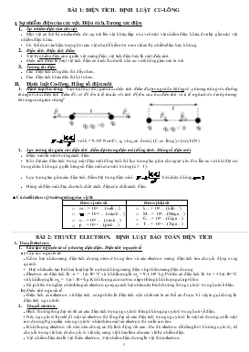 Bài giảng Môn Vật lý lớp 11 - Bài 1: Điện tích. Định luật cu-Lông (tiếp theo)