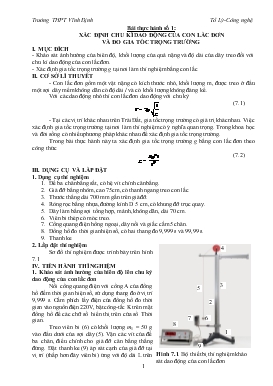 Bài giảng Môn Vật lý lớp 12 - Bài thực hành số 1: Xác định chu kì dao động của con lắc đơn và đo gia tốc trọng trường (tiếp theo)