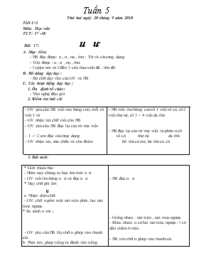 Bài giảng Tiết 1, 2 môn: Học vần: 37 -38 - Bài 17: U ư