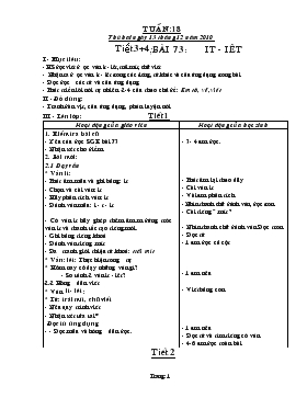 Bài giảng Tiết 3, 4; Bài 73 : It - Iêt