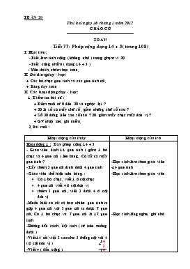 Bài giảng Toán tiết 77: Phép cộng dạng 14 + 3 ( trang 108)