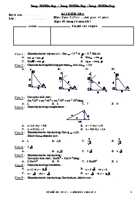 Bài kiểm tra môn: Toán 9