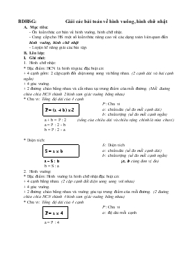 Chuyên đề Giải các bài toán về hình vuông, hình chữ nhật