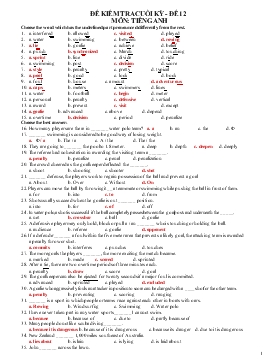 Đề kiểm tra cuối kỳ - Đề 12 môn: Tiếng Anh