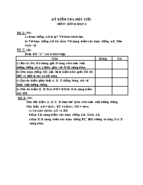 Đề kiểm tra một tiết môn: Hình học 6