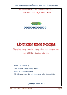 Đề tài Biện pháp nâng cao chất lượng sinh hoạt chuyên môn của các tổ khối ở trường tiểu học