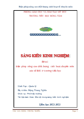 Đề tài Biện pháp nâng cao chất lượng sinh hoạt chuyên môn của tổ khối ở các trường tiểu học