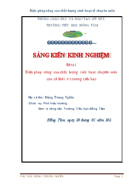 Đề tài Biện pháp về nâng cao chất lượng sinh hoạt chuyên môn của tổ khối ở trường tiểu học