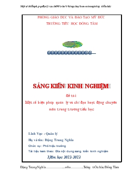 Đề tài Một số biện pháp quản lý và chỉ đạo hoạt động chuyên môn trong trường tiểu học