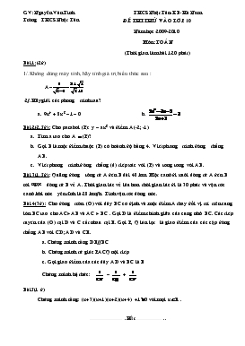 Đề thi thử vào lớp 10 môn Toán