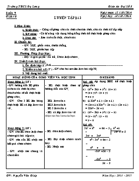 Giáo án Đại số 8 - Trường THCS Đạ Long năm 2014 - Tiết 18: Luyện tập