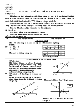 Giáo án Đại số 9 - Tiết 27: Hệ số góc của đường thẳng y = ax + b (a khác 0)