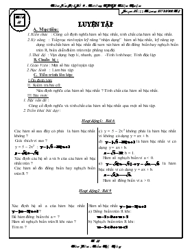 Giáo án Đại số lớp 9 - Trường THCS Triệu Thuận - Tiết 22: Luyện tập