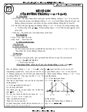 Giáo án Đại số lớp 9 - Trường THCS Triệu Thuận - Tiết 27: Hệ số góc của đường thẳng y = ax + b (a khác 0)