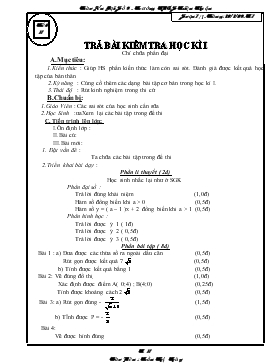 Giáo án Đại số lớp 9 - Trường THCS Triệu Thuận - Tiết 37: Trả bài kiểm tra học kì I