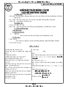 Giáo án Đại số lớp 9 - Trường THCS Triệu Thuận - Tiết 41: Giải bài toán bằng cách lập hệ phương trình